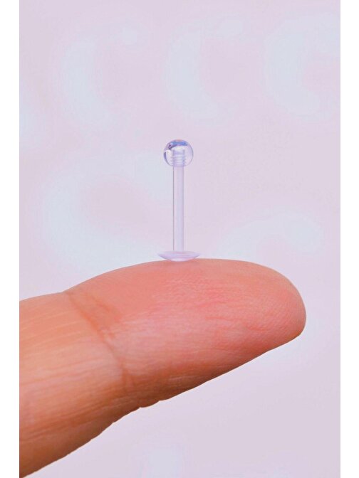 Antialerjik Bioplast Esnek Şeffaf Silikon Piercing Tragus Helix Lobe Dudak Dil Conch 10 mm