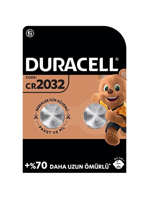 Duracell Özel 2032'lityum Düğme Pil 3V 2'li Paket Cr2032