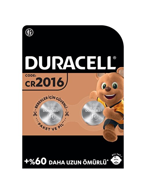 Duracell Cr2016 3V Lityum Pil 2'li Paket