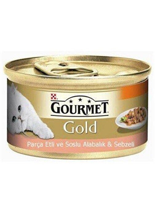 Gourmet Gold Parça Etli Soslu Alabalık Sebzeli Yetişkin Kedi Konservesi 85 Gr