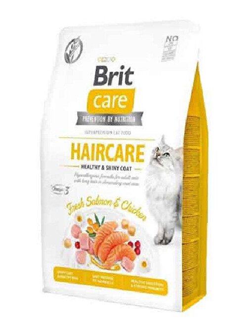 Brit Grain Free Haircare Healthy & Shiny Coat Tavuklu Ve Somonlu Hipoalerjenik Yetişkin Kedi Maması 2 Kg
