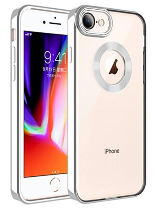 Ceponya iPhone 7 Kılıf Köşeleri Renkli Şeffaf Kamera Korumalı Silikon Luxury Kapak