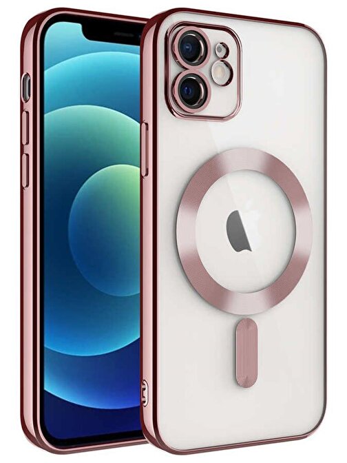 Musal iPhone 11 Kılıf Magsafe Köşeleri Renkli Lüx Şeffaf Kamera Lens Korumalı