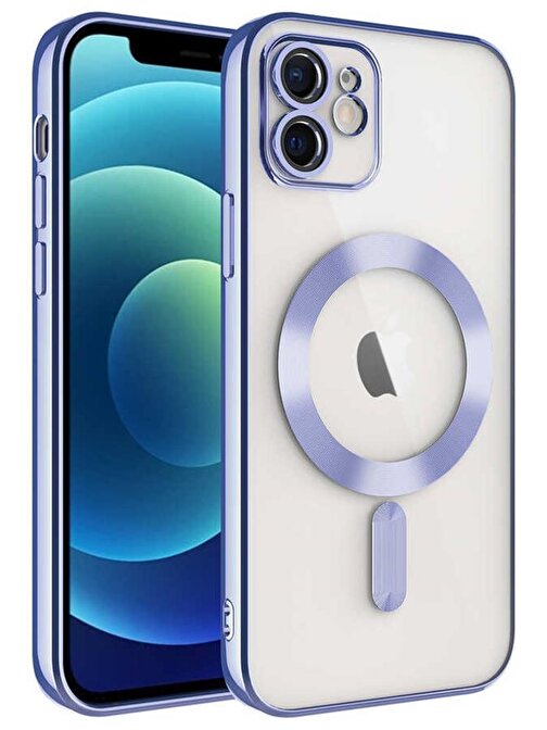 Musal iPhone 12 Kılıf Magsafe Köşeleri Renkli Şeffaf Kamera Lens Korumalı