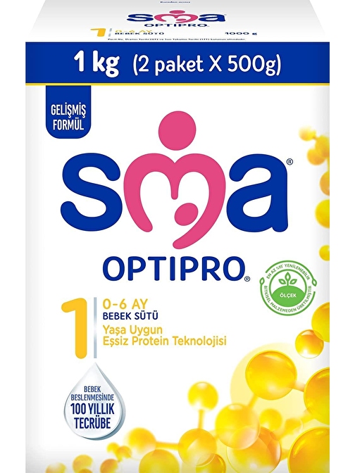 SMA 1 Optipro Probiyotik 0-6 Ay 1000 gr Bebek Devam Sütü