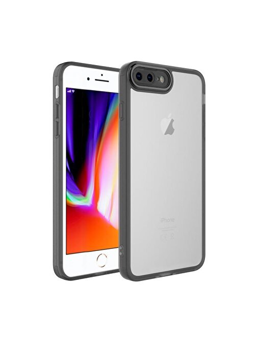 Musal Apple iPhone 8 Plus Kılıf Metal Kamera Korumalı Transparan Renkli Kapak