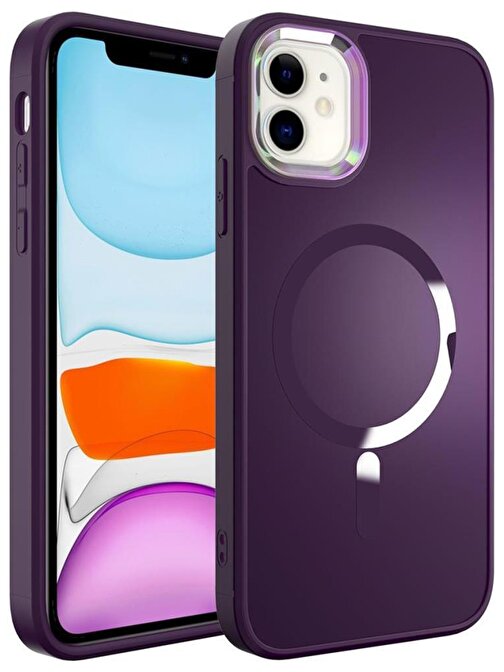 Musal Apple iPhone 12 Kılıf Magsafe Wireless Şarj Özellikli Renkli Kamera Çıkıntılı Mat Kapak