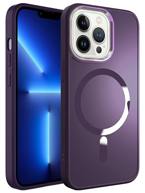 Musal Apple iPhone 12 Pro Max Kılıf Magsafe Wireless Şarj Özellikli Renkli Kamera Çıkıntılı Mat Kapak