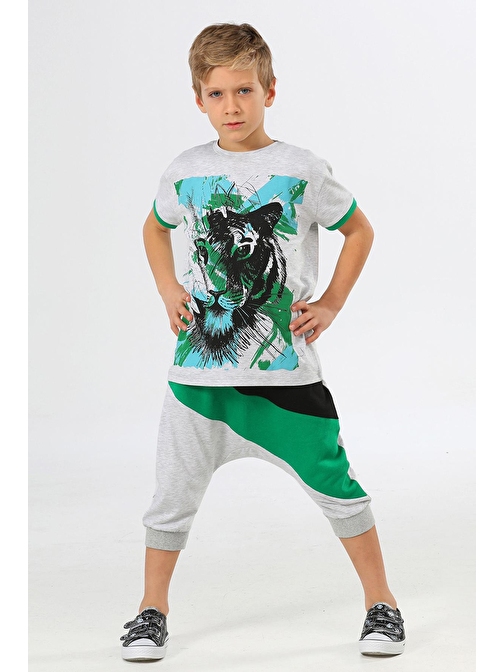 LupiaKids Jungle Tiger Erkek Çocuk Kapri Tshirt Alt Üst Takım LP-22SUM-002