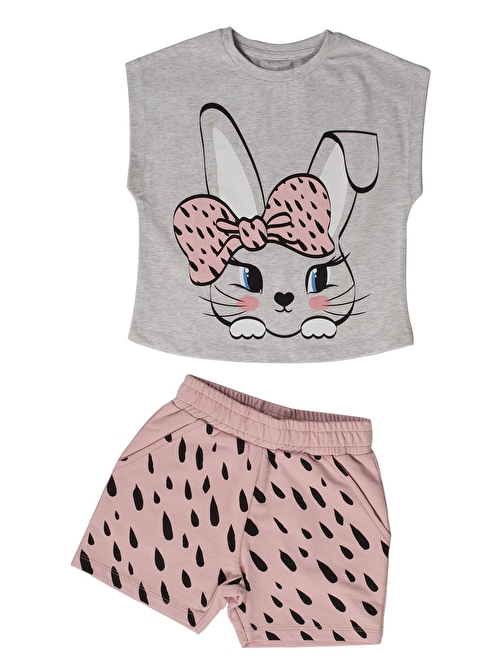 LupiaKids Kurdela Bunny Girl Kız Çocuk Şort Alt Üst Takım LP-22SUM-040