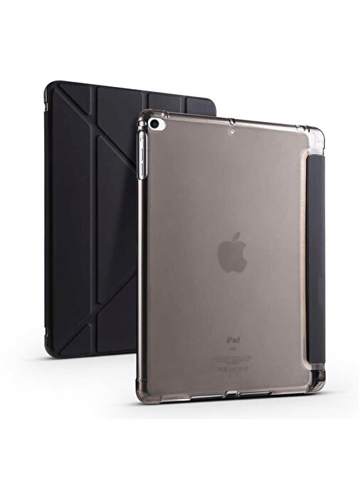 Gpack Standlı Katlanabilir Pu Silikon Tf1 Apple iPad 2017 5.Nesil Uyumlu 9.7 inç Tablet Kılıfı Siyah