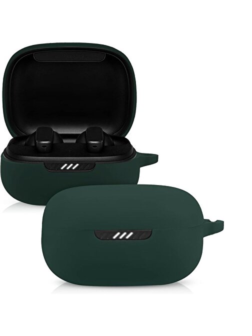Gpack JBL Wawe 300 Uyumlu Soft Kancalı Mat Silikon Bluetooth Kulaklık Kılıfı Koyu Yeşil