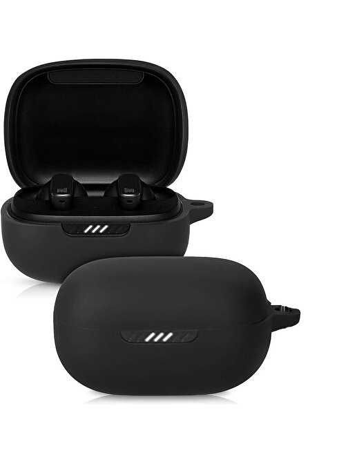 Gpack JBL Wawe 300 Uyumlu Soft Kancalı Mat Silikon Bluetooth Kulaklık Kılıfı Siyah