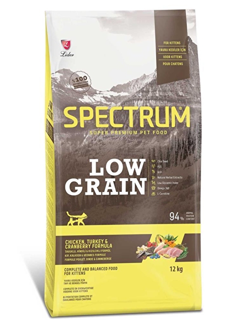 Spectrum Low grain Tavuklu Hindili Kızılcıklı Yavru Kedi Maması 12 Kg