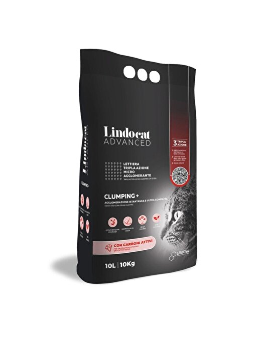 Lindocat Advanced Clumping + Aktif Karbon Gelişmiş Topaklanma Kedi Kumu 10 L