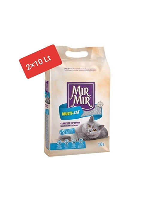 Mırmır Multicat Çok Kedili Evler Için Kedi Kumu 10 Litre 2 Adet