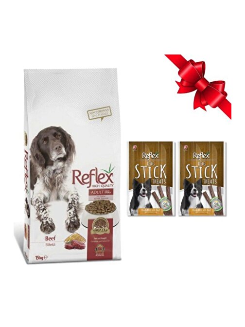 Reflex Biftekli Yetişkin Köpek Maması 15 Kg + 2 Adet Dana Etli Stick Ödül