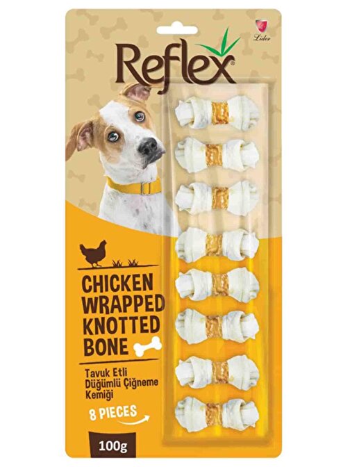 Reflex Tavuk Etli Düğümlü 8Li Köpek Ödül Kemiği 100 Gr