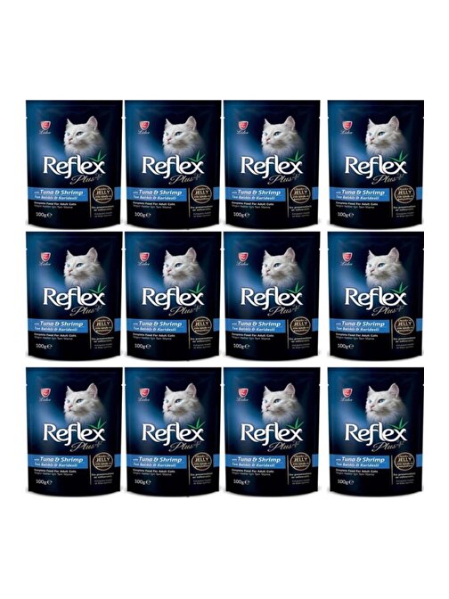 Reflex Plus Ton Balıklı Karidesli Pounch Kedi Konservesi 100 Gr 12'Li Set