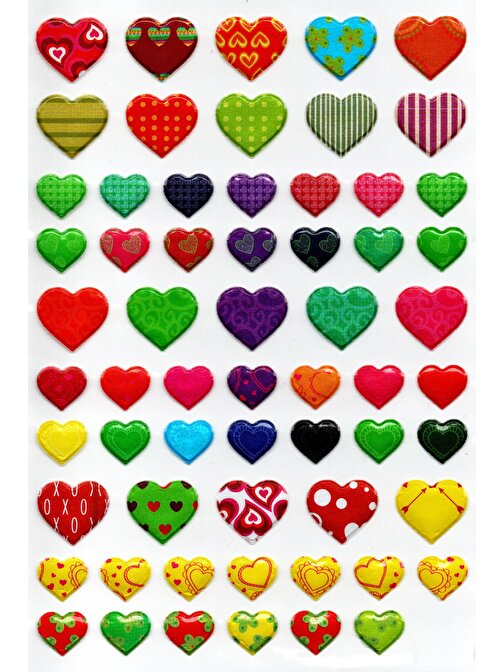 Sticker Kabartmalı A4 Boyutunda Stiker Defter, Planlayıcı Etiket-(lim078) - Renkli Kalpler