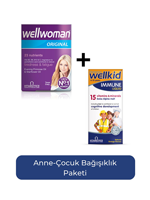 Vitabiotics Wellwoman + Wellkid Immune Liquid Anne Çocuk Bağışıklık Paketi