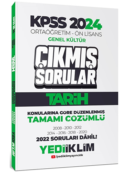 Yediiklim Yayınları Yediiklim Yayınları KPSS 2024 Ortaöğretim-Önlisans Tarih Konularına Göre Çıkmış Sorular