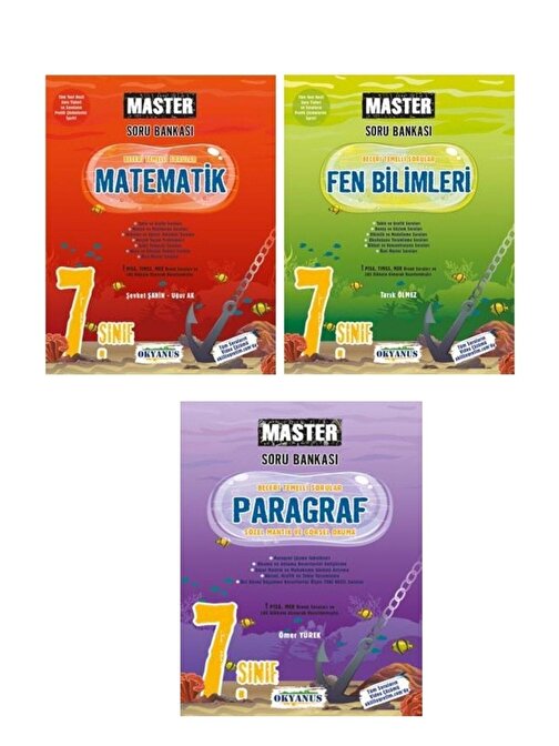 Okyanus Master 7. Sınıf Matematik + Fen Bilimleri + Paragraf Soru Bankası Seti 2023