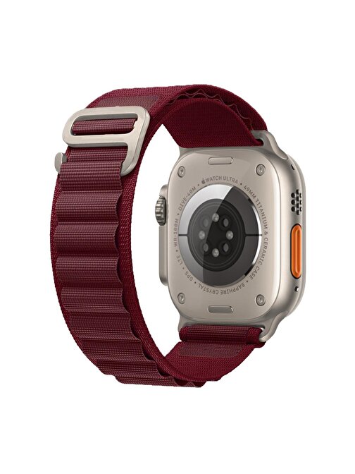 E2M Apple Watch 42 - 44 - 45 - 49 mm KRD26 Alpine Akıllı Saat Kordonu Bordo