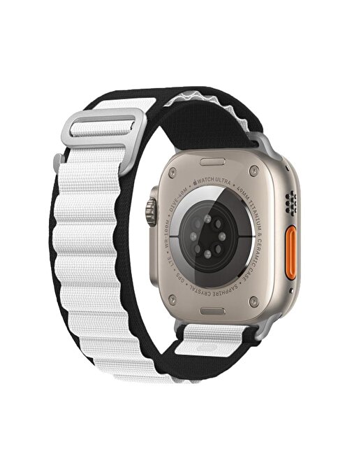 E2M Apple Watch 42 - 44 - 45 - 49 mm KRD26 Alpine Çift Akıllı Saat Kordonu Beyaz