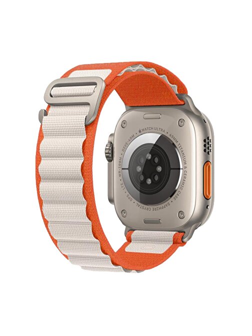 E2M Apple Watch 42 - 44 - 45 - 49 mm KRD26 Alpine Çift Akıllı Saat Kordonu Bej