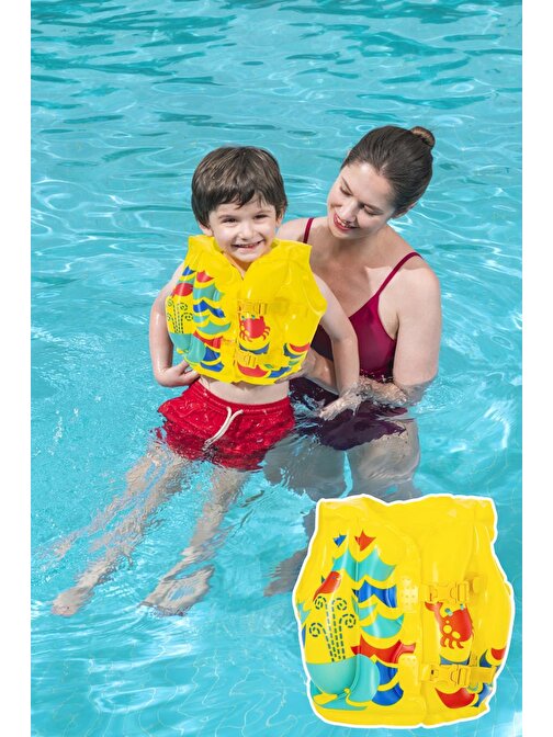 Telvesse Çocuk Yüzme Yeleği Şişme Yüzücü Havuz Yelek Can Yeleği 3-6 Yaş Sarı 41 x 30 cm