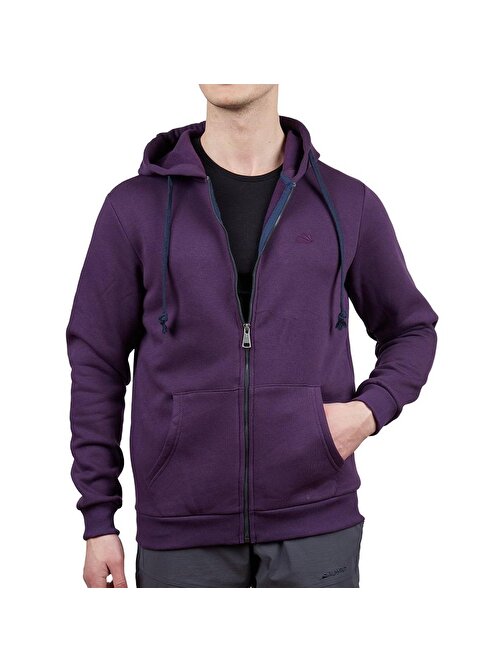 600501 Alpinist Covert Tam Fermuarlı Erkek Sweatshirt Mürdüm L