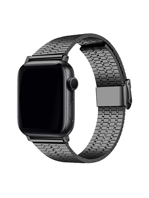 E2M KRD29 Apple Watch 38 - 40 - 41 mm Metal Akıllı Saat Kordonu Siyah