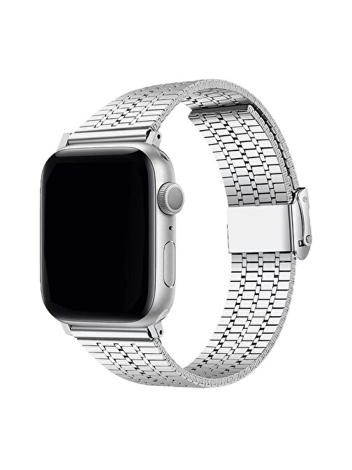 E2M KRD29 Apple Watch 38 - 40 - 41 mm Metal Akıllı Saat Kordonu Gümüş