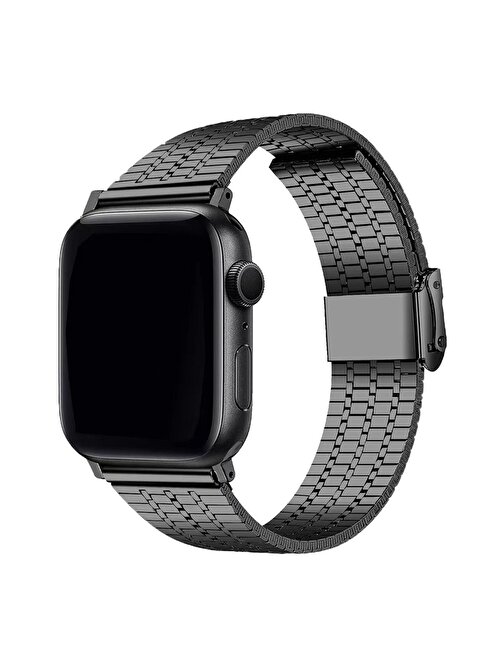 E2M KRD29 Apple Watch 42 - 44 - 45 - 49 mm Metal Akıllı Saat Kordonu Siyah