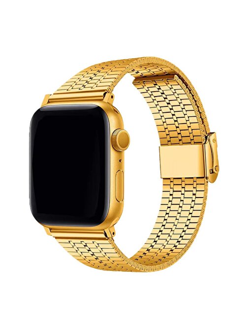 E2M KRD29 Apple Watch 42 - 44 - 45 - 49 mm Metal Akıllı Saat Kordonu Gold
