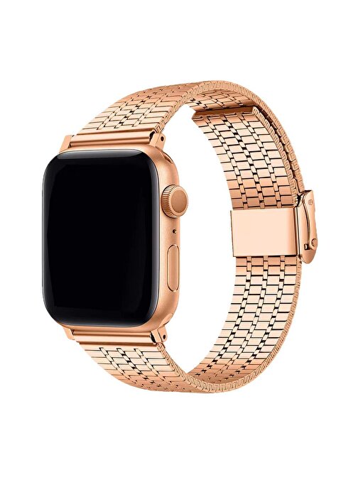 E2M KRD29 Apple Watch 42 - 44 - 45 - 49 mm Metal Akıllı Saat Kordonu Rose Gold