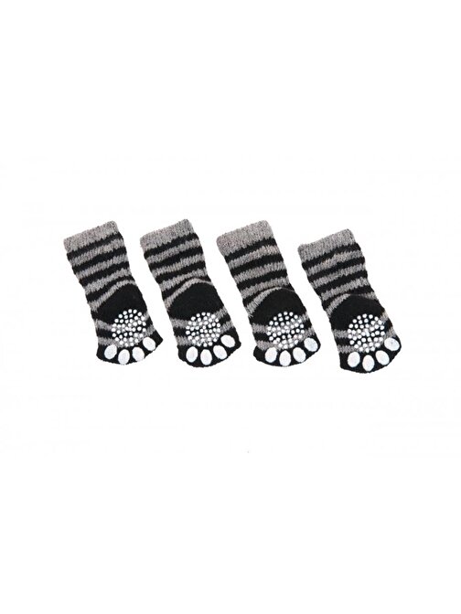Karlie Köpek Çorabı 4Lü L 59X50Mm Gri-Siyah