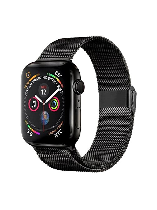 E2M KRD31 Apple Watch 42 - 44 - 45 - 49 mm Metal Akıllı Saat Kordonu Siyah