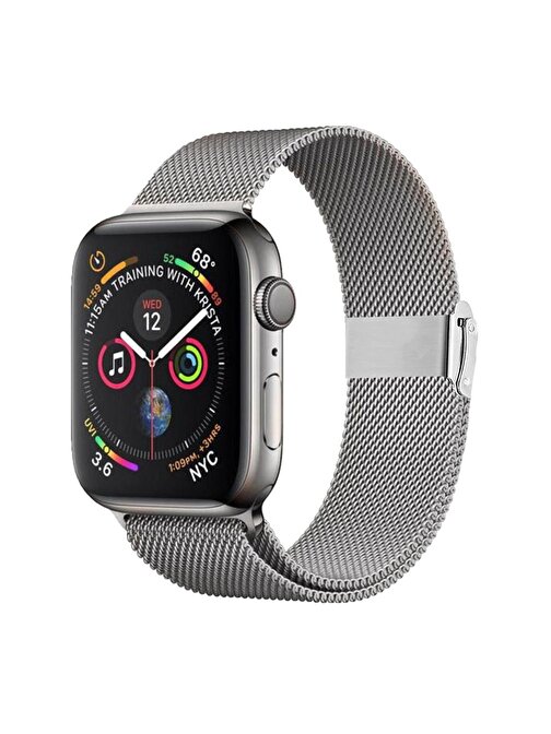 E2M KRD31 Apple Watch 42 - 44 - 45 - 49 mm Metal Akıllı Saat Kordonu Gümüş