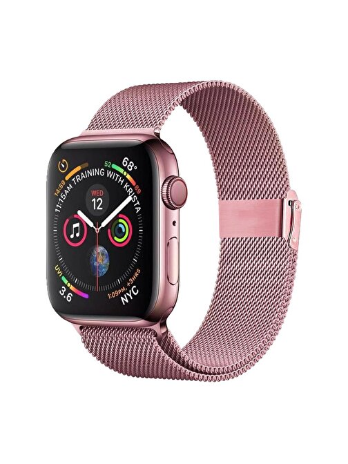 E2M KRD31 Apple Watch 42 - 44 - 45 - 49 mm Metal Akıllı Saat Kordonu Rose Gold