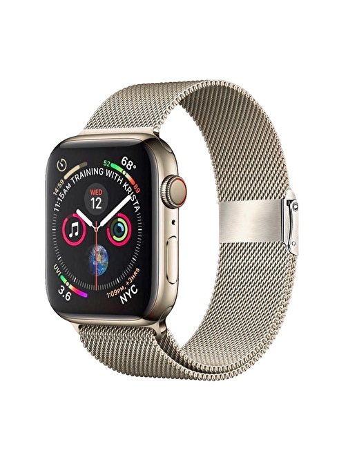 E2M KRD31 Apple Watch 42 - 44 - 45 - 49 mm Metal Akıllı Saat Kordonu Bej