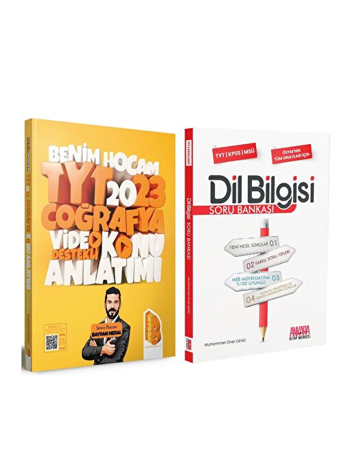 Akm Kitap Benim Hocam TYT Coğrafya Konu ve AKM Dil Bilgisi Soru Bankası Seti 2 Kitap