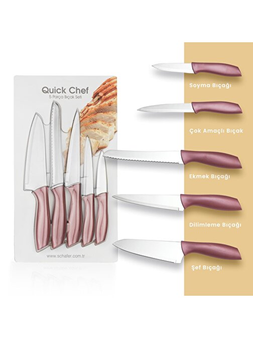 Schafer Quick Chef Bıçak Seti 5 Parça-Rosegold