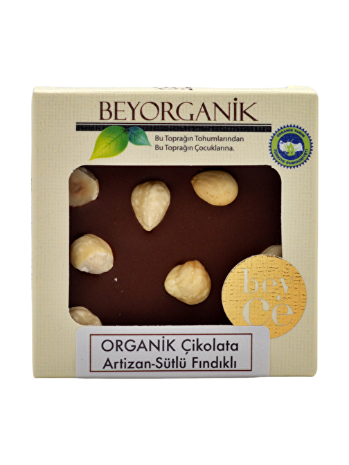 Beyorganik Organik Çikolata Artizan - Sütlü Fındıklı 40Gr
