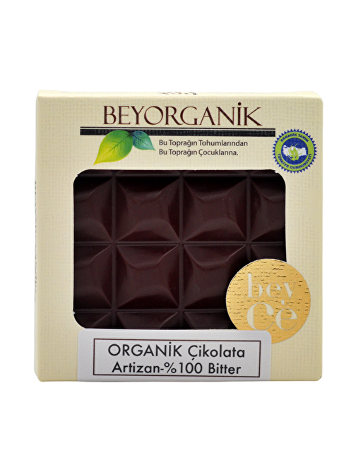 Beyorganik Organik Çikolata Artizan%100 Bitter 40Gr