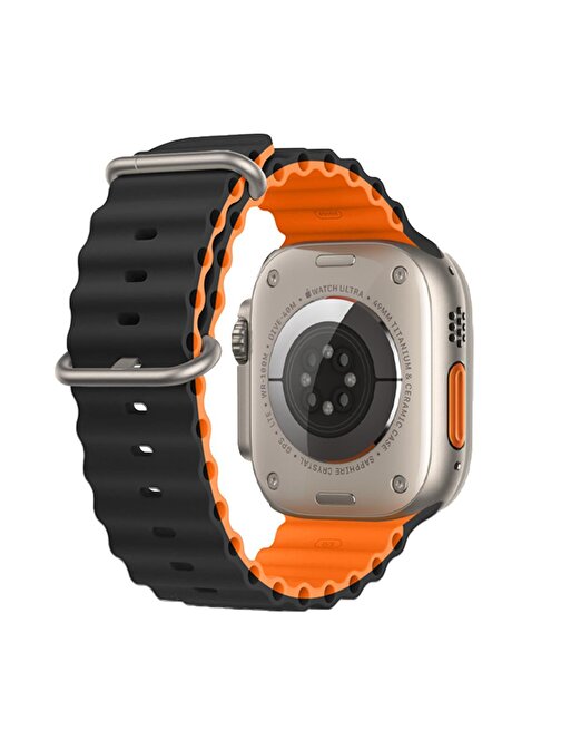 E2M KRD28 Apple Watch 38 - 40 - 41 mm Ocean Çift Renkli Çift Akıllı Saat Kordonu Siyah
