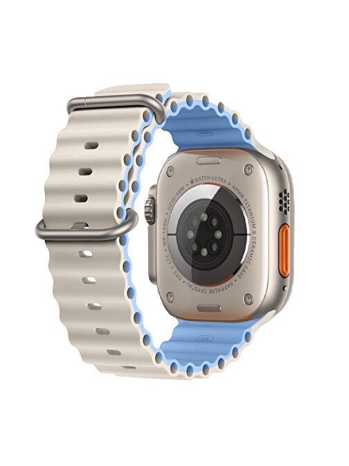 E2M KRD28 Apple Watch 38 - 40 - 41 mm Ocean Çift Renkli Çift Akıllı Saat Kordonu Mavi