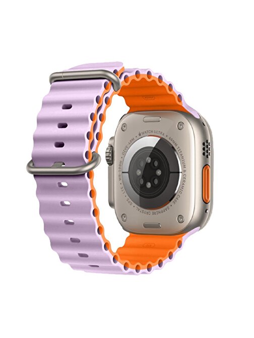 E2M KRD28 Apple Watch 38 - 40 - 41 mm Ocean Çift Renkli Çift Akıllı Saat Kordonu Lila