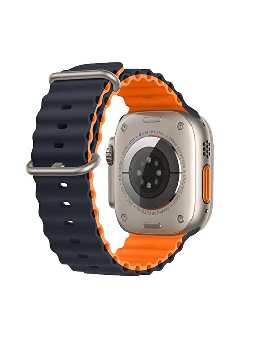 E2M KRD28 Apple Watch 38 - 40 - 41 mm Ocean Çift Renkli Çift Akıllı Saat Kordonu Koyu Mavi
